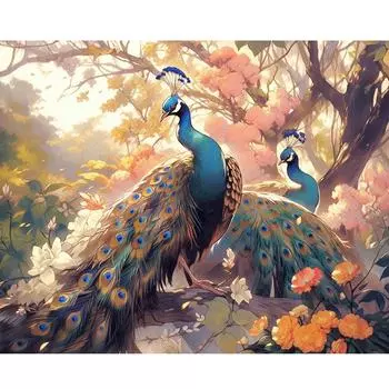 Рамка «сделай сам», картина по номерам для взрослых, наборы, павлин, животное, художественный подарок, акриловая краска по номерам для украшения дома 40x50 см 40x50cm NO Frame