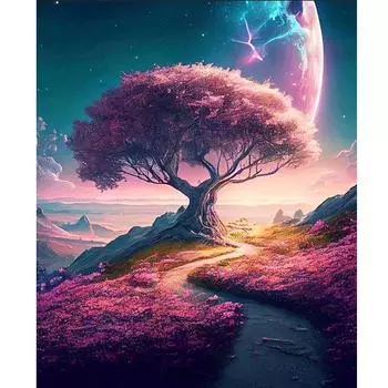 Рамка «сделай сам», картина по номерам для взрослых, стартовые наборы, пейзажи с деревьями, поделки, художественная картина для домашнего декора, 40x50 40x50cm NO Frame