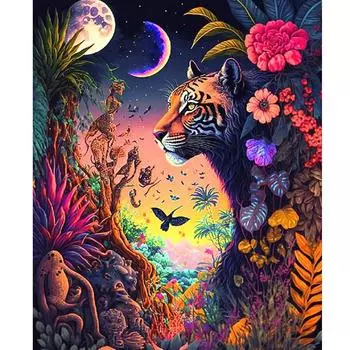 Рамка «сделай сам», картина по номерам, леопардовые животные для взрослых, наборы, ручная роспись, акриловая краска на холсте, картина «сделай сам» для украшения дома 40x50 40x50cm NO Frame