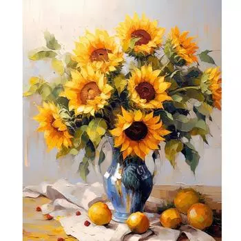 Рамка «сделай сам», картина по номерам, подсолнух, акриловая краска по номерам для взрослых, картина, настенное искусство, холст, 40x50 см 40x50cm NO Frame