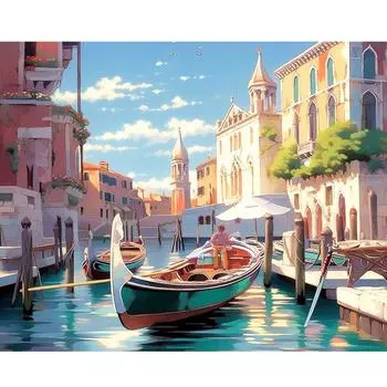 Рамка «сделай сам», картина по номерам, Венецианский пейзаж, современное настенное искусство, подарок «сделай сам», картина по номеру для украшения дома 40x50 см 40x50cm NO Frame