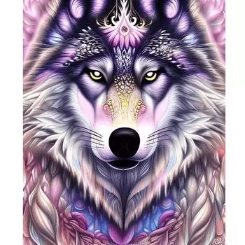 Рамка «сделай сам», картина по номерам, волк, животные, рисунок, раскраска по номерам, акриловая краска, подарок «сделай сам», для дома, настенный художественный декор 40x50 40x50cm NO Frame