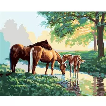 Рамка «сделай сам», краска по номерам, лошадь для взрослых, наборы, настенная художественная картина по номерам для домашнего декора 40x50 40x50cm NO Frame