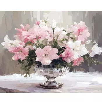 Рамка «сделай сам», наборы для рисования по номерам, ваза с цветами, акриловая краска, картина по номерам для взрослых, поделки своими руками для домашнего декора, 40x50 см 40x50cm NO Frame