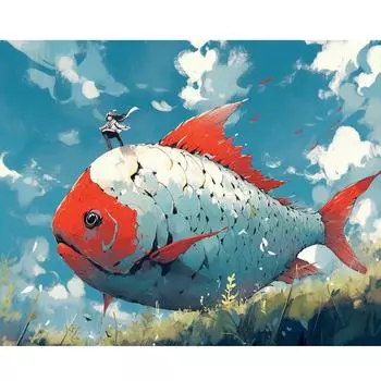 Рамка «сделай сам», наборы красок по номерам, рыба, животное, мультяшная картина, акриловая краска, ручная работа, холст, картина для домашнего декора, 40x50 см 40x50cm NO Frame