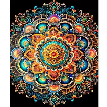 Рамка «сделай сам», раскраска по номерам, цветочный узор для взрослых, наборы, раскраска по номерам для рукоделия, настенная картина для дома, 40x50 см 40x50cm NO Frame