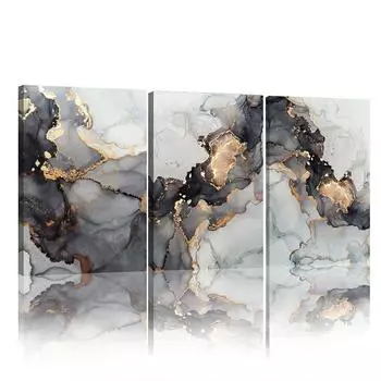 Рамка скандинавского серого золотого жидкого искусства с мраморной текстурой, абстрактная настенная живопись, холст, постер и принт для современного дома, декор для гостиной 21cm30cm NoFrame