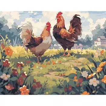 Рамка Современная картина «сделай сам» по номерам Акриловая краска по номерам Петух Животные Ремесла для домашнего декора 40x50 см 40x50cm NO Frame