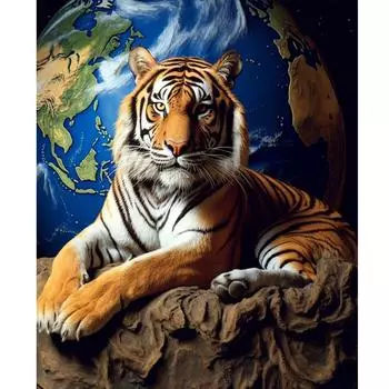 Рамка Тигр Картина по номерам для взрослых Наборы животных Diy Картина по номерам Акриловая краска на холсте для домашнего декора 40x50 см 40x50cm NO Frame