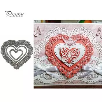 Рамка в форме сердца, металлические штампы, сделай сам, скрапбукинг, бумажные карты, трафарет для фотографий, форма серебряный
