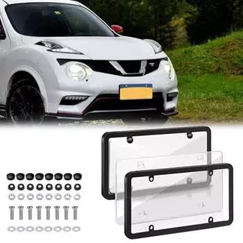 Рамки номерных знаков с анти-УФ-покрытием Устойчивы к растрескиванию Простая установка Универсальный комплект крышек номерных знаков против пожелтения прозрачный