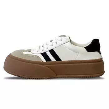 [Ран Янь] Весенние новые повседневные туфли из коровьей кожи, ретро, универсальные, дышащие, на толстой подошве, увеличивающие рост, женские 34