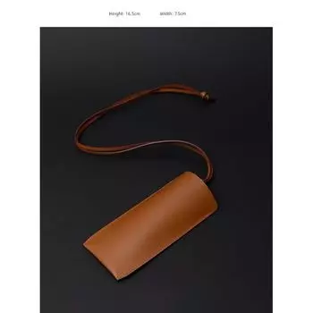 Ranai Must Buy! Paris Set/First Layer Calfskin Golden Brown Saddle Carry-on Bag Mobile Phone Bag Glasses Storage Bag [B glasses/sunglasses/leather necklace bag]]