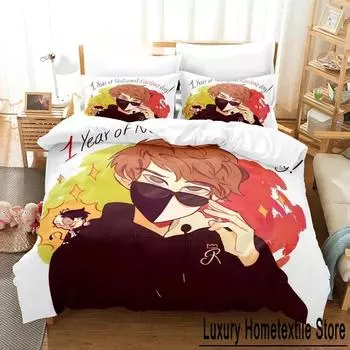 Ranboo Bedding Set Single Twin Full Queen King Size Bed Set Aldult Kid Bedroom Duvet cover Sets 3D Print Cartoon bed sheet set EU Single 135x200cm
