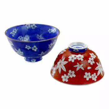 Ranchant Rice Bowl Pair Bowl Multi Spring Autumn N440321 x Small x Arita Ware Сделано в Японии (Большая миска 12 6,4 см Миска 11,2 6,2 см)