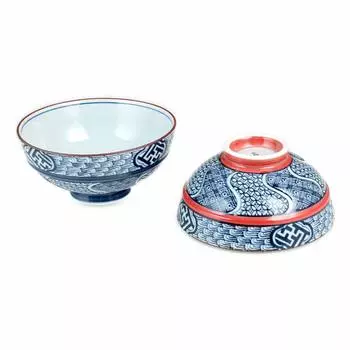 Ranchant Rice Bowl Pair Tea Bowl Multi Kyoji Crest N533979 x x Arita Ware Made in Japan (Large 11.8 5.8cm Small 11.2 5.5cm)