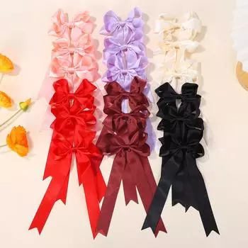 Random 20Pcs ribbon hairgripes girls fashion ponytail hair clips claw 3.9inch bowknot barrette