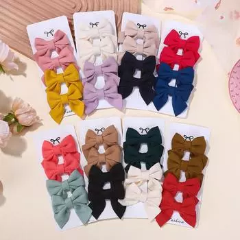 Random 4-piece of hair bows hair clips sets girls lovely bowknot hairgripes gift sweet vacation style headwear promotion