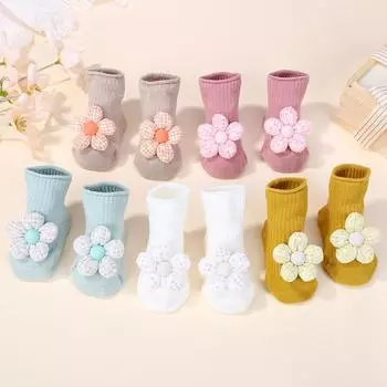 Random 6 pair of baby cute flower nlyon socks delicate little girls letter non slip socks gift set