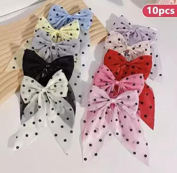 Random hair 10 new lace chiffon bow hair clips Hair accessories Top clip back of head against clip edge clip duck beak clip Size fits all