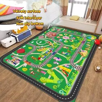 Раннее образование Детская спальня ковер моющийся у кровати Ковер Декор комнаты Маршруты движения Игровой коврик-головоломка для ребенка Мягкая ткань 60x90cm 23.6x35.4in