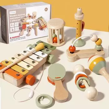 Раннее образование Головоломка Успокаивающий деревянный набор погремушек Монтессори Орфф Музыкальный инструмент Детская развивающая игрушка для хвата 1Kg