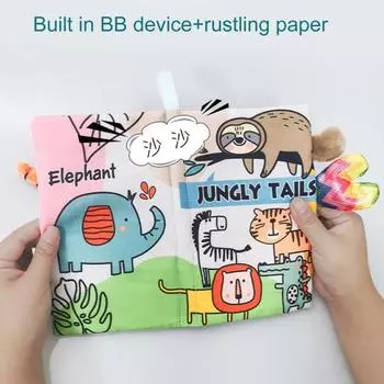Раннее образование Экологически чистый Отличный Встроенный Звук Бумажная Детская Мягкая Ткань Активности Книга Игрушка Raccoon