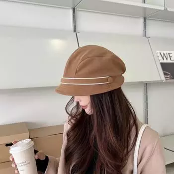 Ранние осенние новинки показывают лицо маленькая панама женская дорожная простая закрывающая лицо повседневная универсальная ворсовая шляпа однотонная классическая M56-58cm чёрный