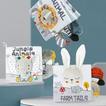 Ранние развивающие игрушки-головоломки, милые мультяшные животные, тканевая книга, сенсорная шелестящая Elephant