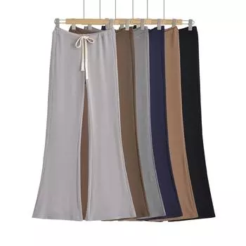 Ранняя осень 2025 года. Повседневные брюки с ремешками. Модные женские повседневные брюки. Повседневные брюки для похудения. S светло-серый