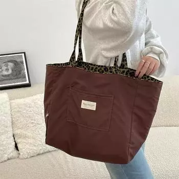 Ранняя осень нишевая ретро сумка-тоут большой емкости двухсторонняя сумка на одно плечо модная легкая тканевая сумка