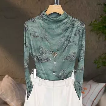 Ранняя осень Новая мода в иностранном стиле Нишевая полуводолазка Футболка Темперамент Нижняя рубашка Джемпер S