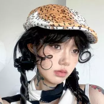 Ранняя осень Новые ретро-кепки с леопардовым принтом Forward Y2k Street Trend Универсальные повседневные солнцезащитные персонализированные береты для женщин 56-58cm жёлтый