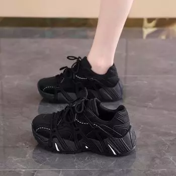 Ранняя осень платформа папы спортивная обувь в моде девушка весна и осень новая популярная повседневная обувь 35 чёрный