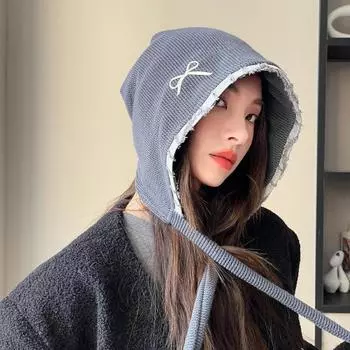 Ранняя осень шляпа женская бант однотонная универсальная сумка шляпа уличный тренд большая окружность головы холодная шляпа