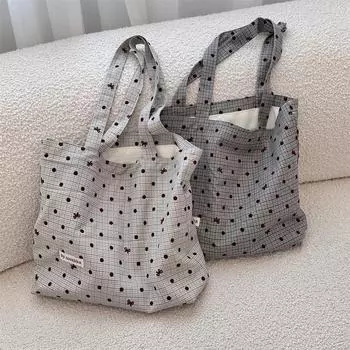 Ранняя осень женская холщовая сумка, новая большая вместительная модная сумка через плечо в горошек, универсальная сумка для поездок на работу