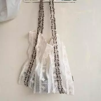 Ранняя весна Ниша Дизайн Цветочная Лента Летняя Холщовая Большая Вместительная Сумка На Одно Плечо Портативная Сумка белый