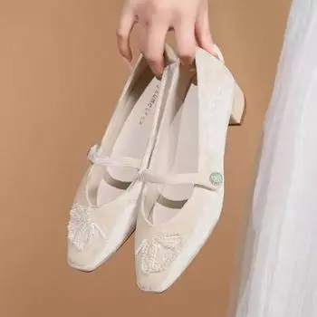 Ранняя весна, новые женские туфли на плоской подошве, туфли с круглым носком, балетки с жемчужным декором, лаконичные балетки из мягкой натуральной кожи, модный комфорт 35