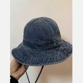 Ранняя весна новый простой веревочный ретро старый купол большой карниз джинсовая шляпа большой карниз панама солнцезащитный козырек солнцезащитный крем для умывальника шляпа прилив M56-58cm чёрный