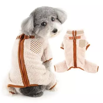 RANPHY Dog Dog комбинезон с открытой спиной для толстой флисовой одежды для четырех теплых очень маленьких собак с маленьким котом, пальто для холодной погоды с клетчатым карманом