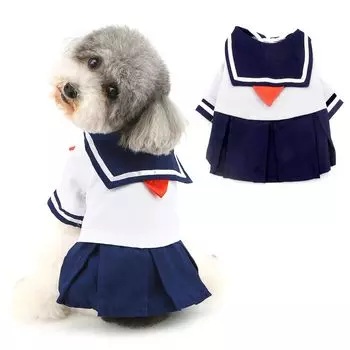 RANPHY Собака Маленькая Морячка Кошка Собака Косплей Собака Питомец Памятный Вход Выпускной M Одежда, Платье, Собака, Униформа, Девочка, Одежда, Одежда, Костюм, Рубашка,