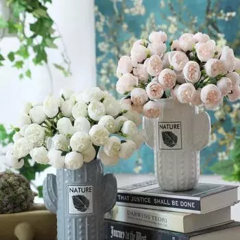 Искусственный цветок ранункулюс, искусственные пионы, искусственные цветы, 11,8 дюймов, шелковые цветы со стеблями, 27 венчиков, украшения для букета розовый