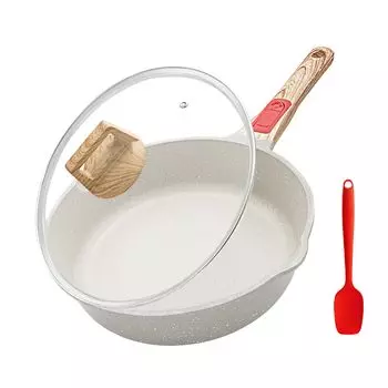 RANXINGST Жарка с тефлоновым покрытием Deep IH Съемная, включает в себя PFOA PFOS Духовка Посудомоечная машина Включает в себя силиконовую белую сковороду, 24 см, крышка, антипригарное покрытие, 1-3 белый