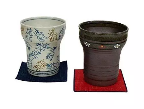 RAO3Z Ranchant Пара чашек Shochu с тканевой подставкой Multi Keepo Arita Ware Сделано в Японии 8,7x10,2 см (Картина Shochu/Герб сливы)