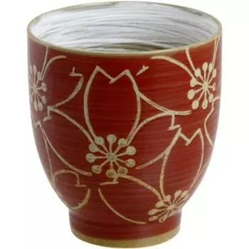 RAO3Z Ranchant Tea Cup Multi Powdered Red Cherry Blossom Arita Ware Made in Japan 7.2x7.9cm