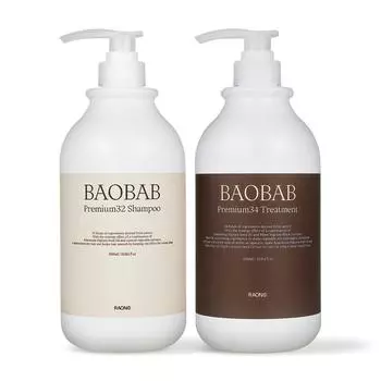 Raon Baobab Premium Shampoo 1000ml + Treatment 1000ml set, 1 set