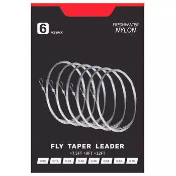 Raprance Pre-Tied Loop Tapered Lead Поводок для нахлыста, 6 шт., 9 футов, нейлоновый прозрачный поводок для нахлыста 3X 4X 5X 6X 3x-6b