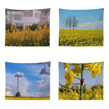 Рапсовое поле Гобелен Офис Гостиная Украшение Дома Настенный Гобелен 100x75cm