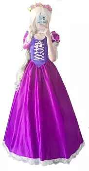 Рапунцель Длинные Волосы Принцесса Платье Взрослый Костюм Косплей Хэллоуин Принцесса Платье Культурный Фестиваль Фестиваль Корзина Включен [Yousaku Co., Ltd.]