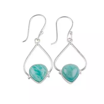 Rare Amazonite Gemstone 925 Stamped Silver Lovely Jewelry Earrings Gift For Wife EE-33-30